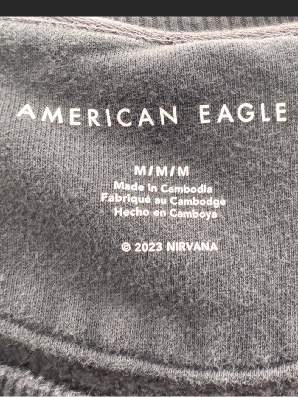 American Eagle Nirvana Sweatshirt Grey Blue Graphic Crewneck Oversized Slouchy M - Picture 3 of 10